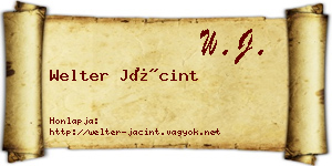 Welter Jácint névjegykártya